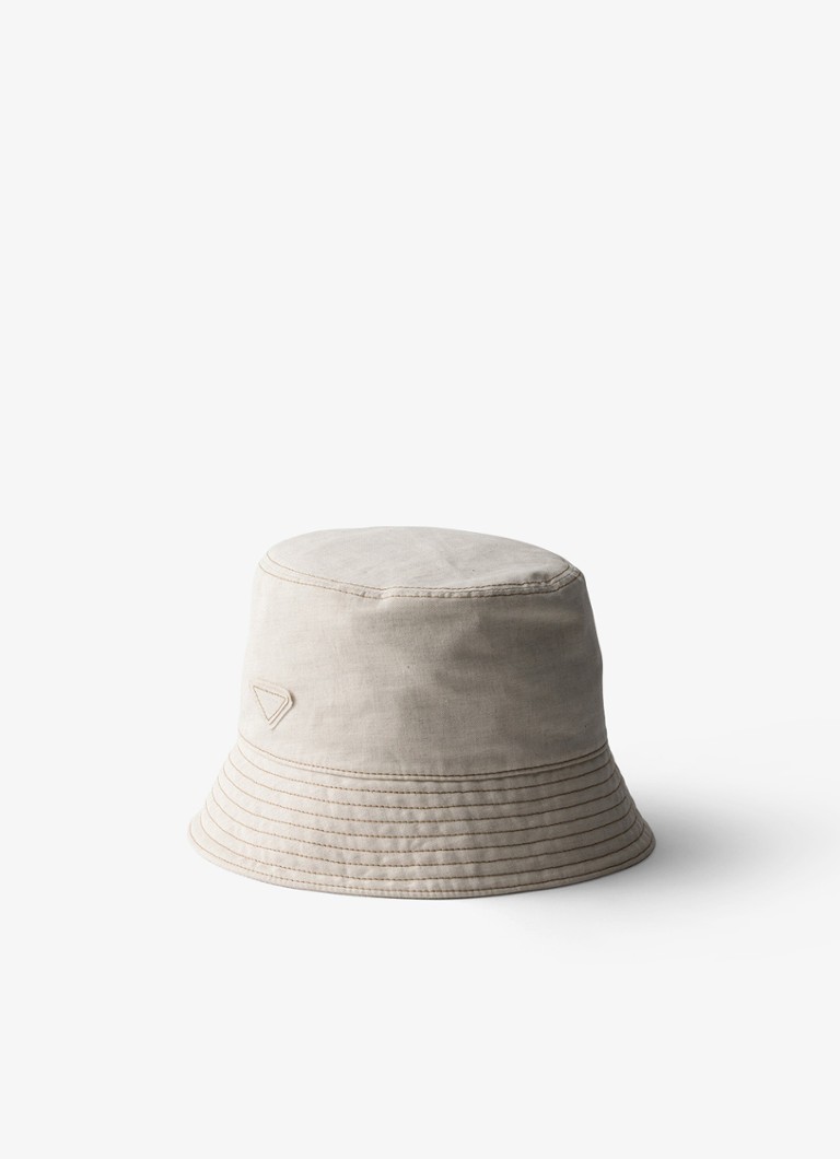 Prada Dames Bucket hoed van denim in de kleur Gebroken wit
