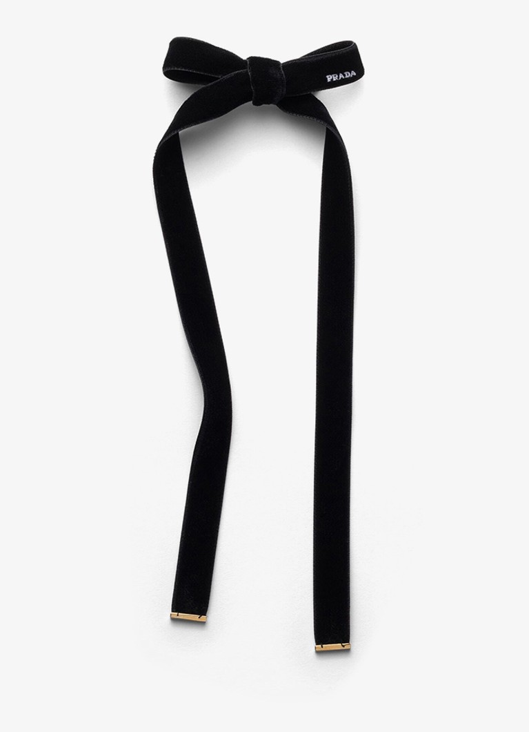 Prada Dames Haarclip van fluweel met logo in de kleur Zwart