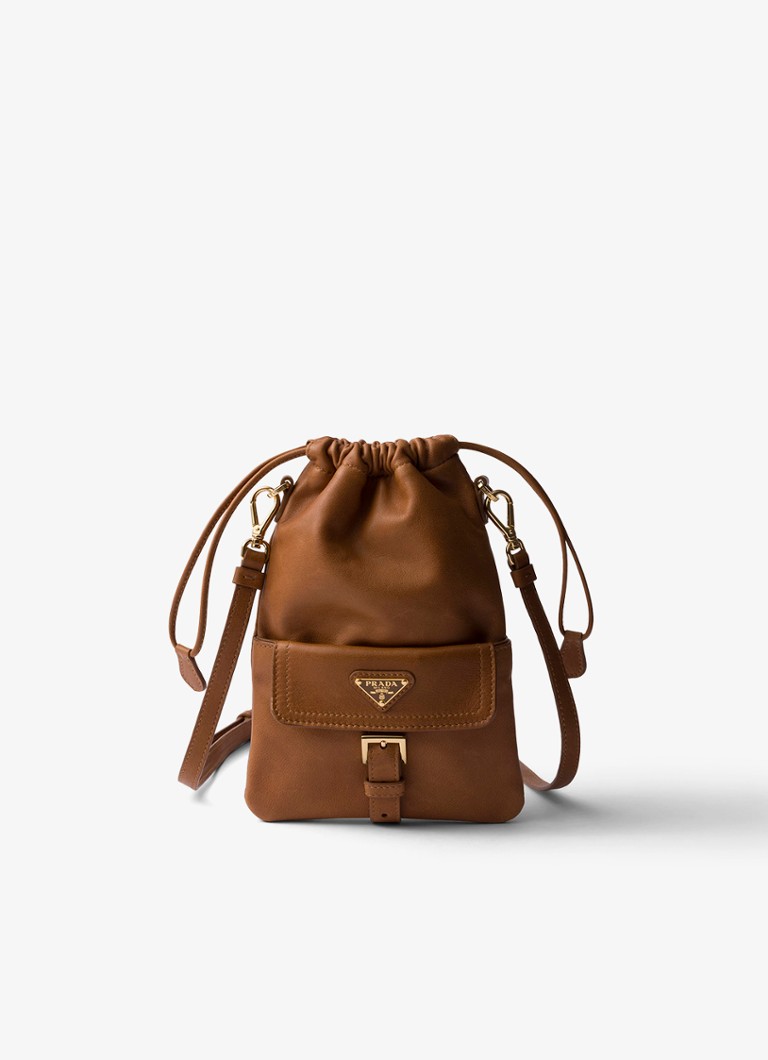 Prada Dames Crossbodytas van lamsleer in de kleur Bruin