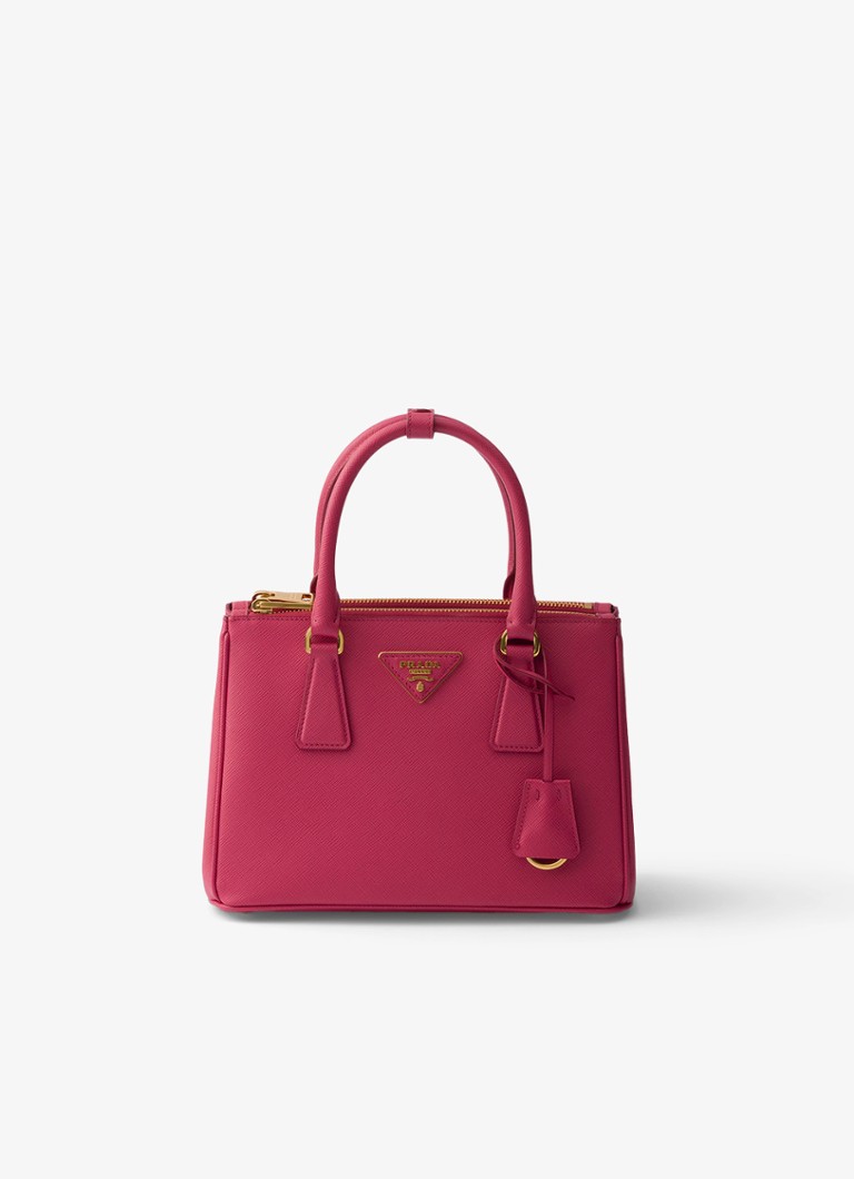 Prada Dames Galleria Small handtas van kalfsleer in de kleur Donkerroze
