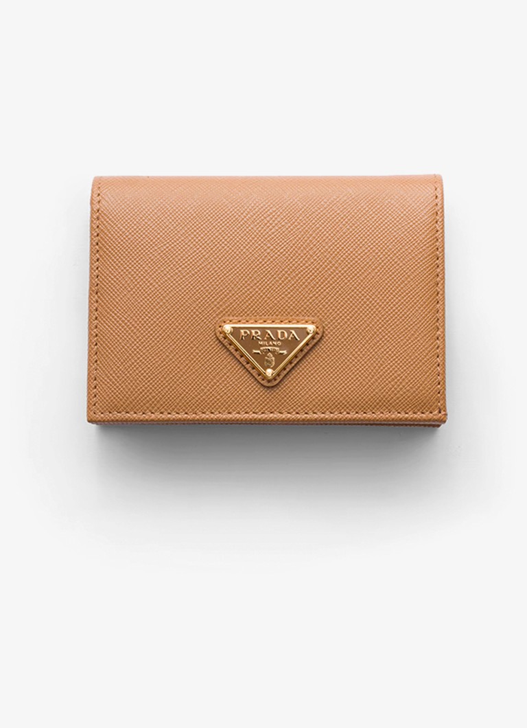 Prada Dames Small portemonnee van kalfsleer in de kleur Camel