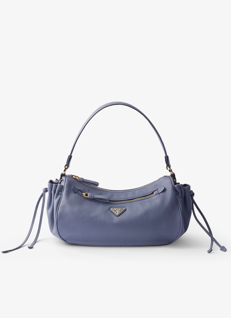 Prada Dames Desiree Small schoudertas van kalfsleer in de kleur Blauw