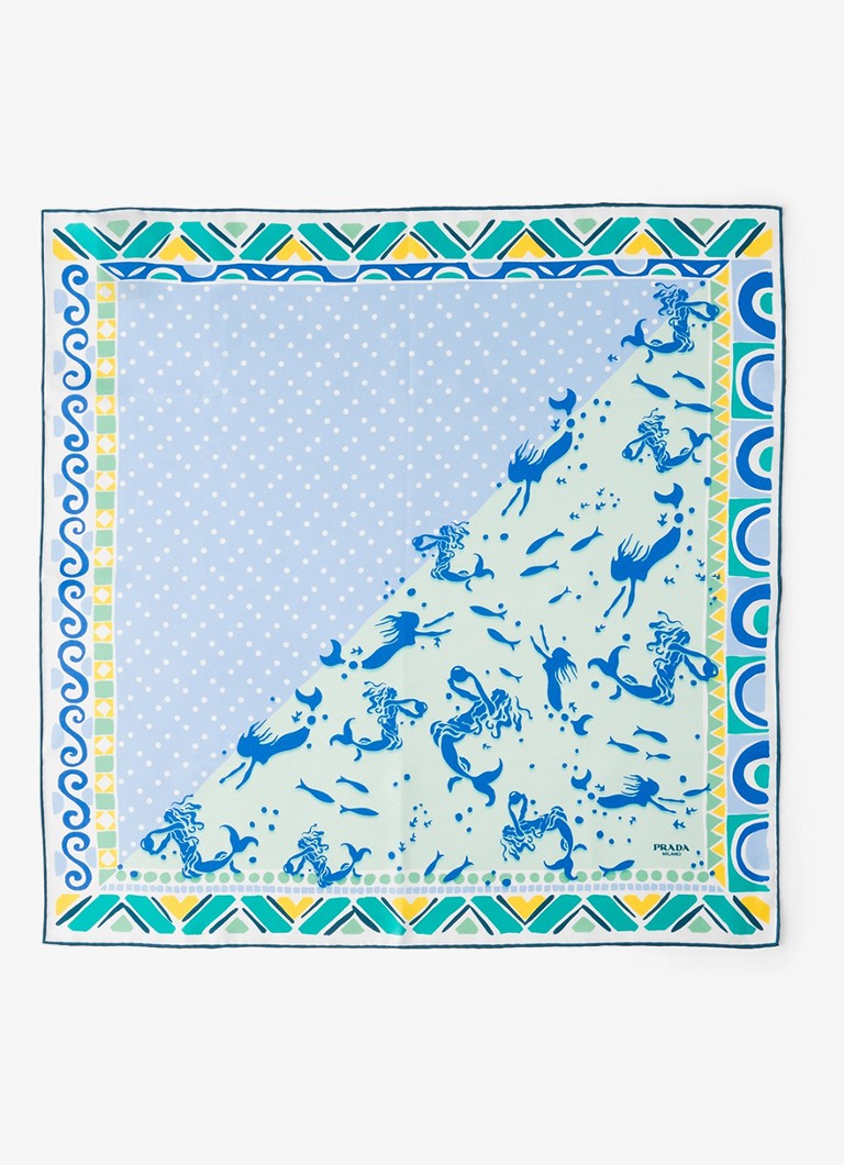Prada Dames Sjaal van zijde met print 55 x 55 cm in de kleur
