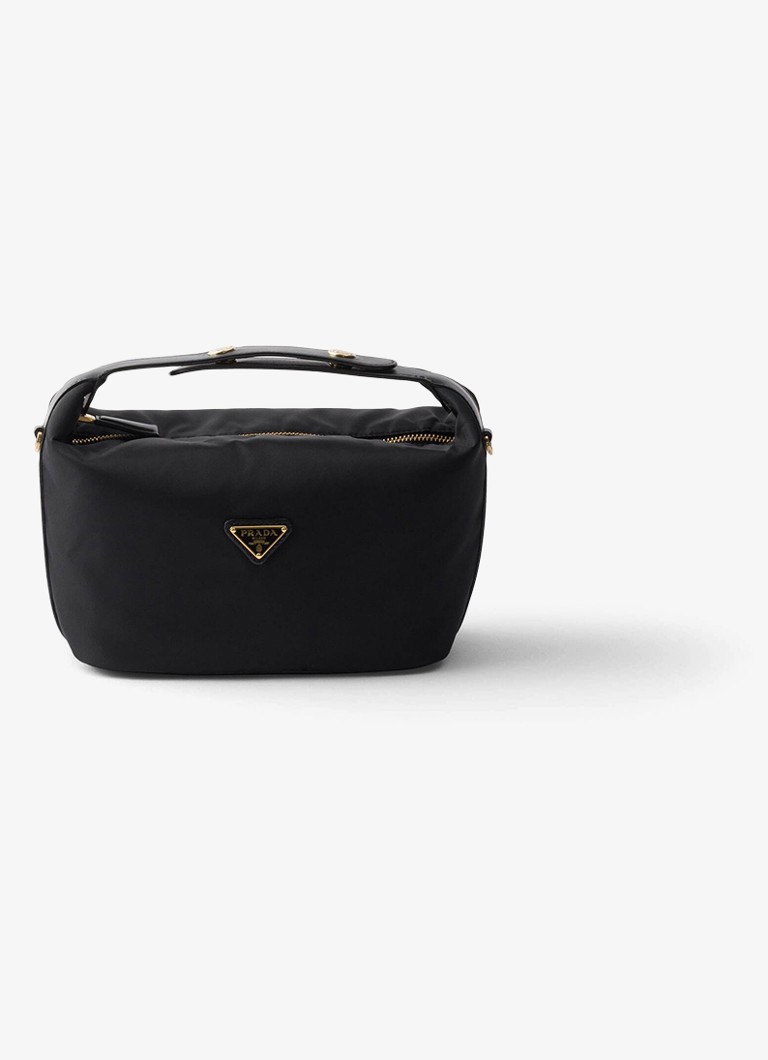 Prada Dames Chérie Re-Nylon Mini handtas met leren details in de kleur Zwart
