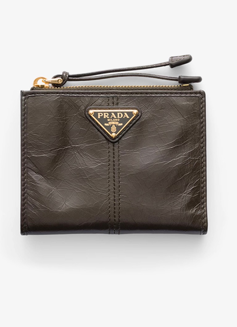 Prada Dames Small portemonnee van kalfsleer in de kleur Donkergroen