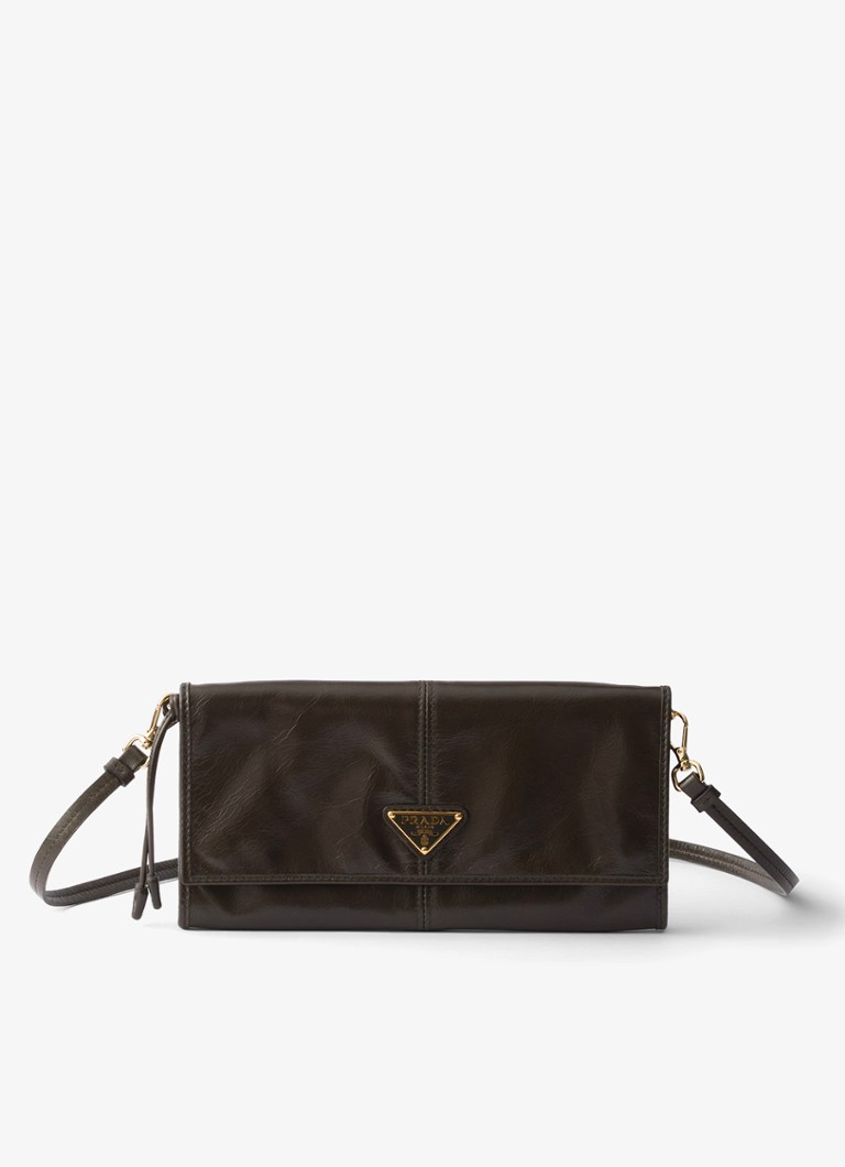 Prada Dames Crossbodytas van kalfsleer in de kleur Donkergroen