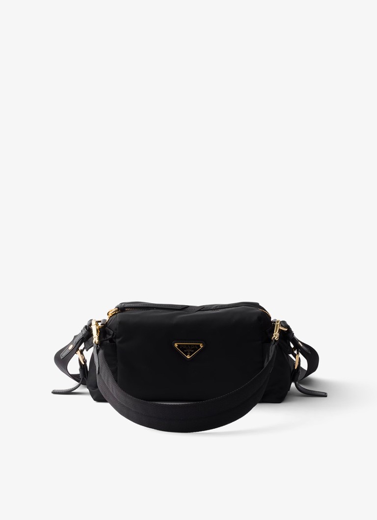 Prada Dames Explore Re-Nylon Small schoudertas met leren details in de kleur Zwart
