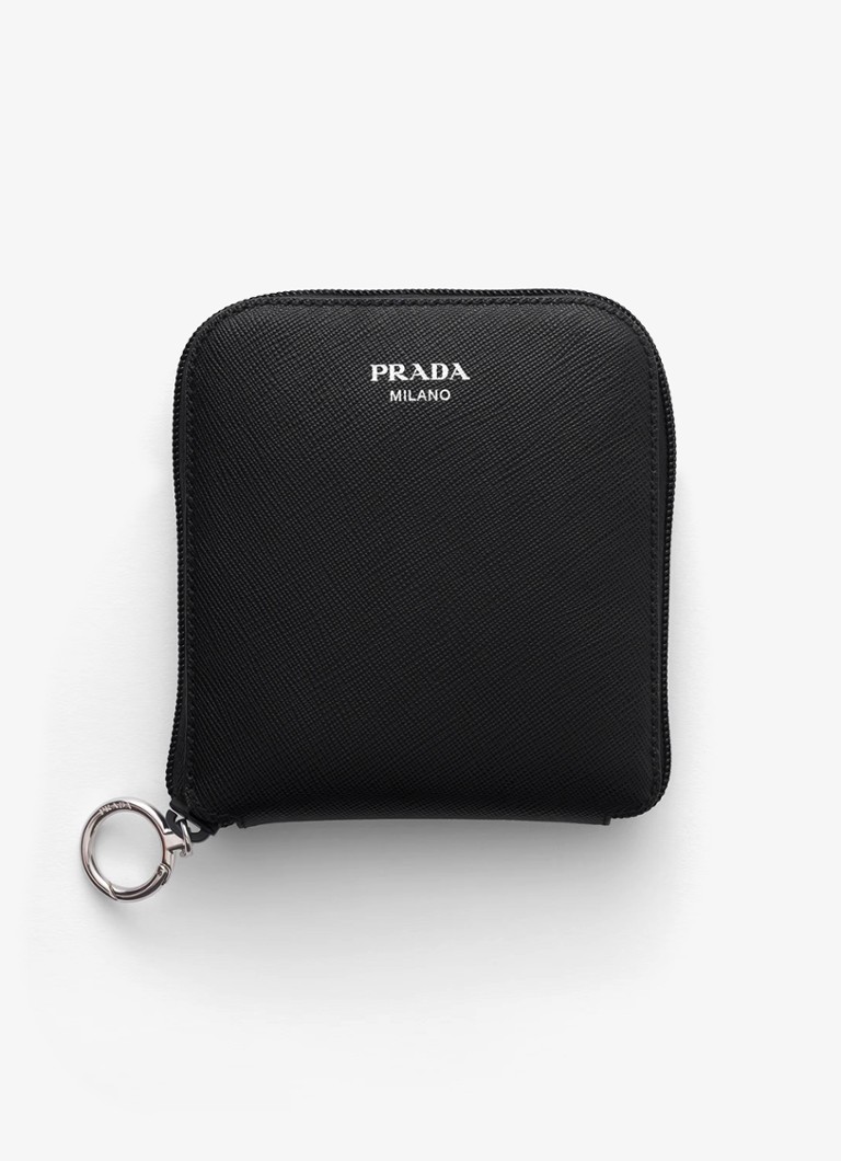 Prada Dames Re-Nylon tasbedel van leer met opbergbare tas in de kleur Zwart