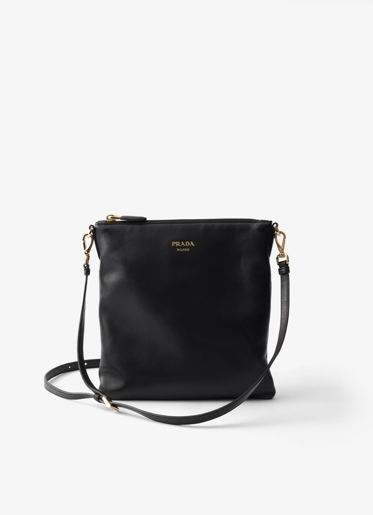 Prada Dames Schoudertas van lamsleer in de kleur Zwart