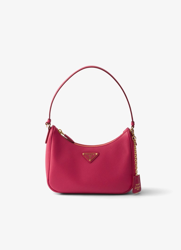 Prada Dames Re-Edition 2005 Mini schoudertas van kalfsleer in de kleur Roze