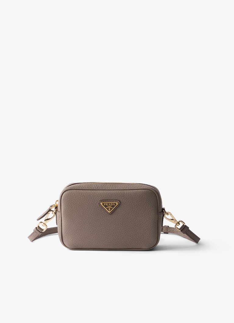 Prada Dames Mini crossbodytas van kalfsleer in de kleur Taupe