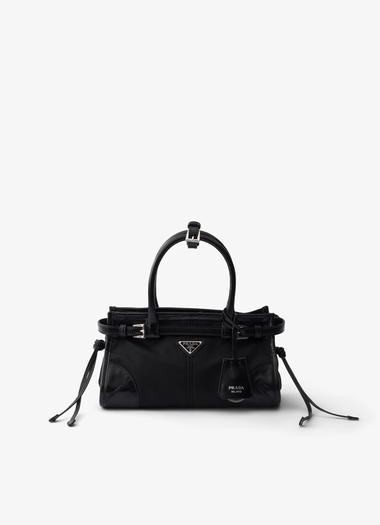 Prada Dames Bonnie Re-Nylon Small handtas met leren details in de kleur Zwart