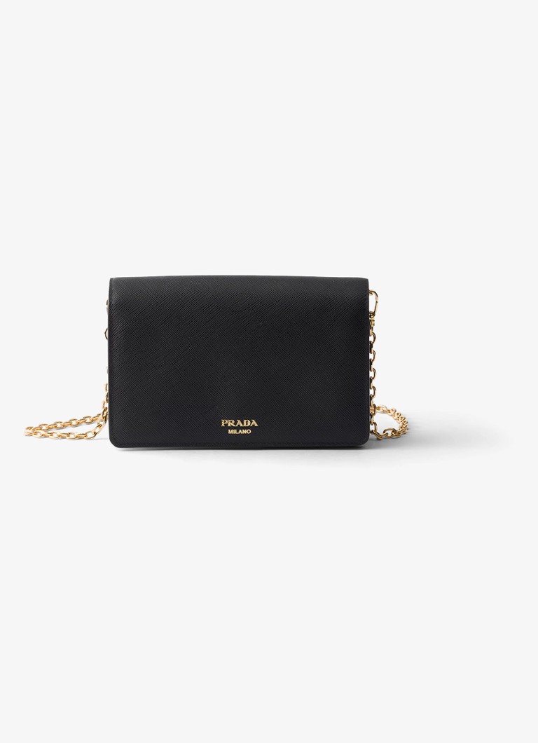 Prada Dames Mini crossbodytas van kalfsleer in de kleur Zwart