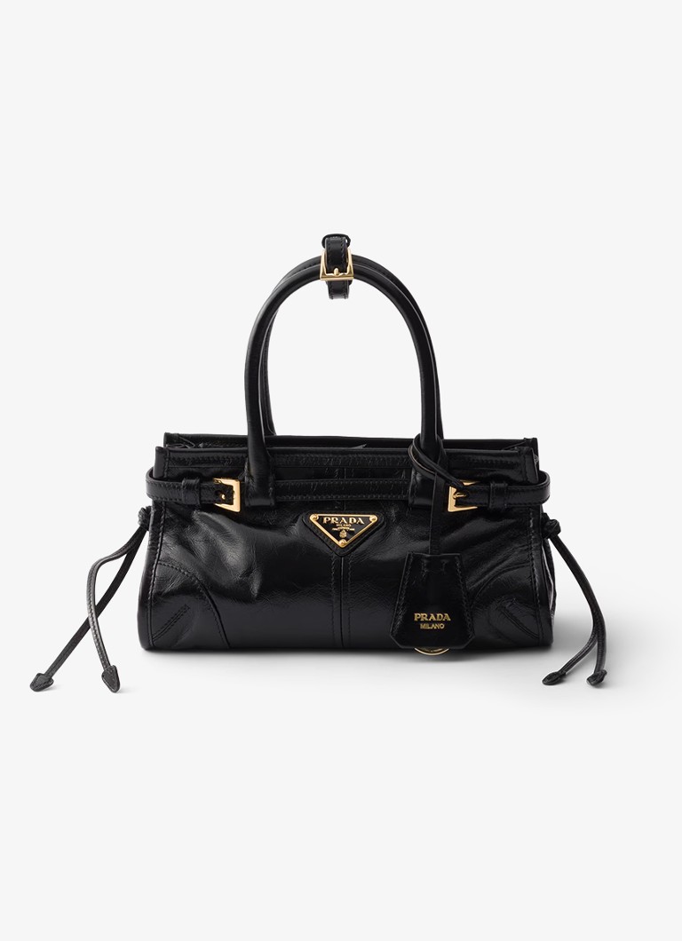 Prada Dames Bonnie Mini handtas van kalfsleer in de kleur Diepzwart