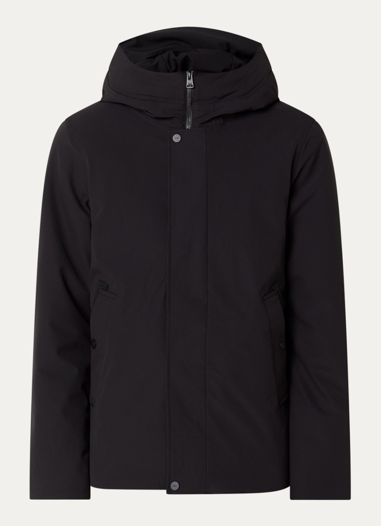 Elvine Heren Beurnie gewatteerde parka met steekzakken en logo in de kleur Zwart, maat: S