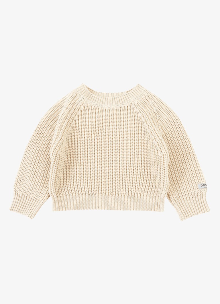 Donsje Amsterdam Meisjes Jade grofgebreide trui met ronde hals in de kleur Beige, maat: 74