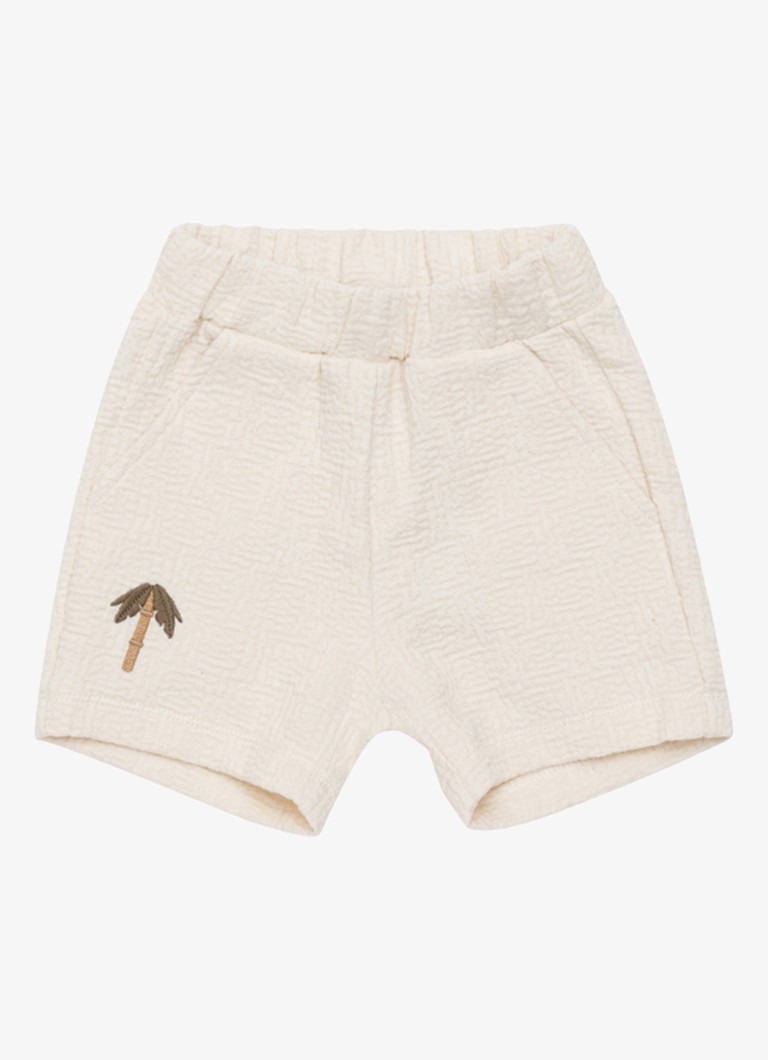 Donsje Amsterdam Jongens Ithri Palm Tree straight fit korte joggingbroek van katoen in de kleur Wit, maat: 24M-30M=92