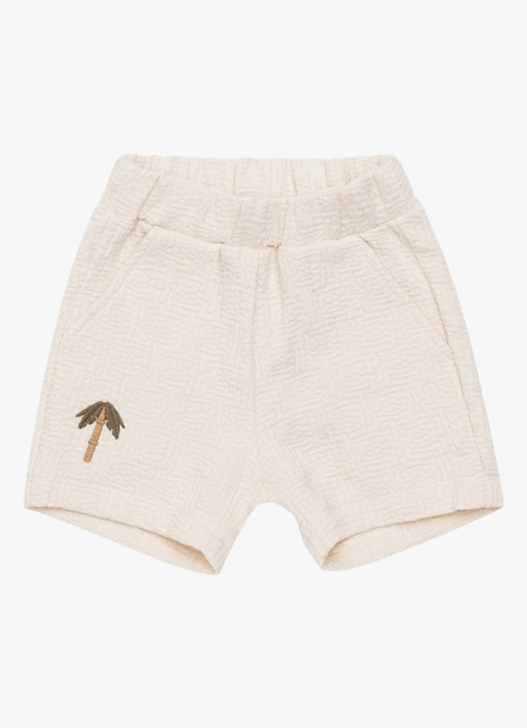 Donsje Amsterdam Jongens Ithri Palm Tree straight fit korte joggingbroek van katoen in de kleur Wit, maat: 2Y-3Y=98