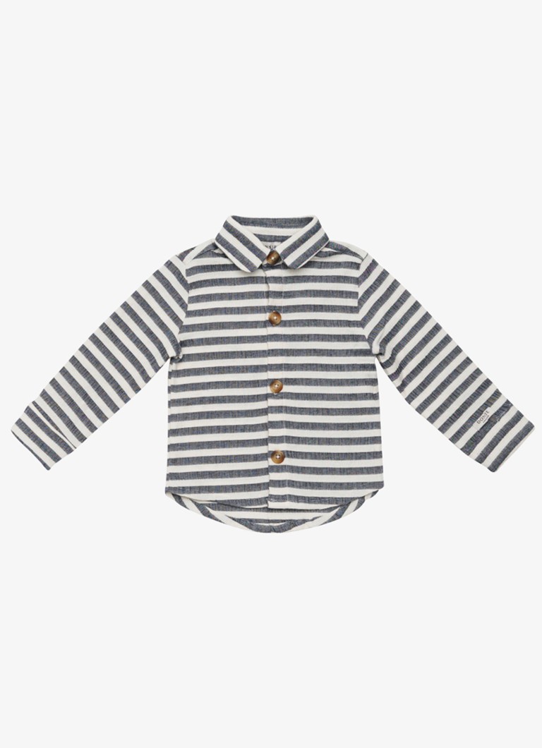 Donsje Amsterdam Jongens Leom overhemd met streepprint in de kleur Donkerblauw, maat: 2Y-3Y=98