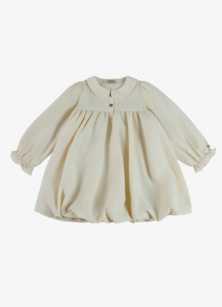 Donsje Amsterdam Meisjes Nyari jurk met plooien in de kleur Creme, maat: 2Y-3Y=98