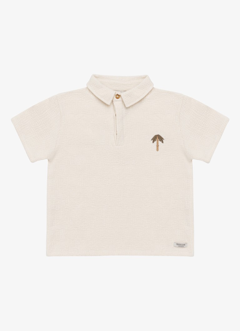 Donsje Amsterdam Jongens Wouti Palm Tree polo met structuur in de kleur Wit, maat: 2Y-3Y=98
