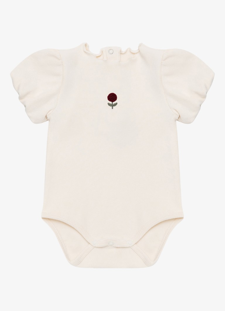 Donsje Amsterdam Meisjes Nowie Rose romper met pofmouw in de kleur Ivoor, maat: 3M-6M=62