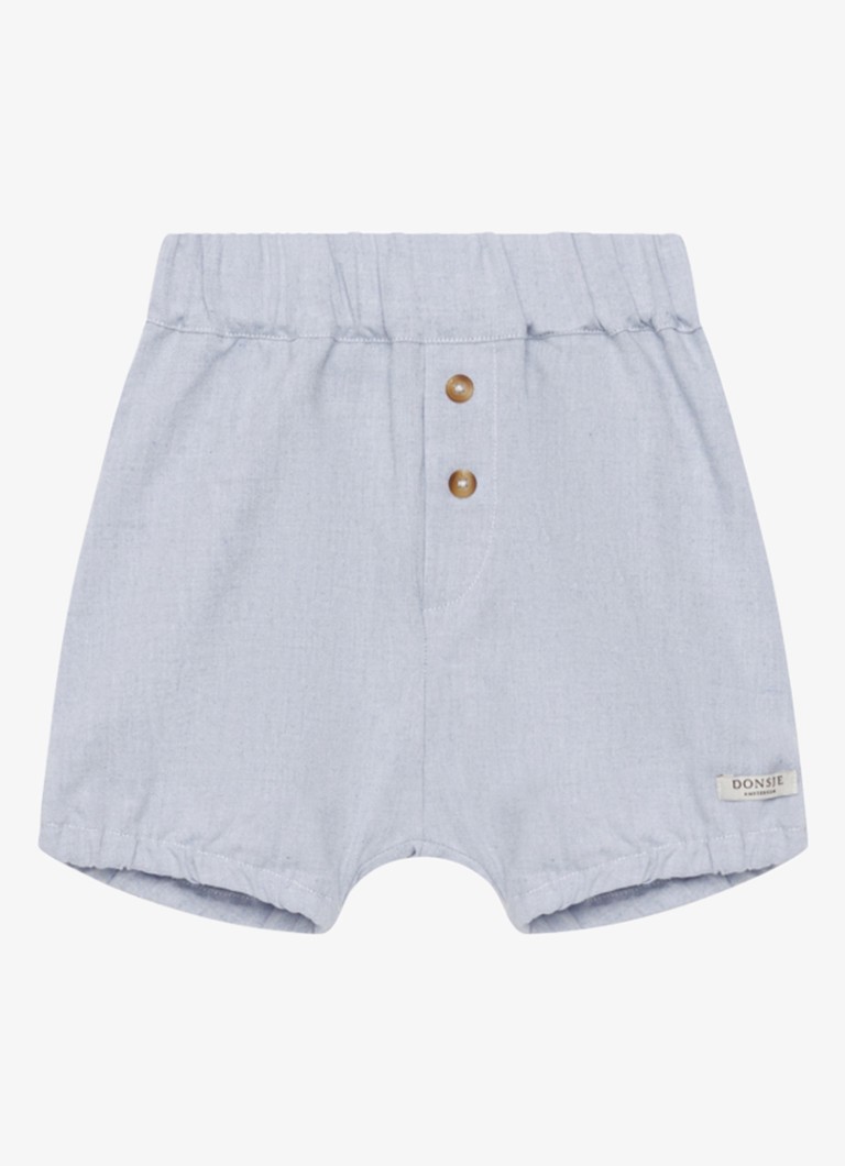Donsje Amsterdam Jongens Olean korte broek met logo in de kleur Lichtblauw, maat: 12M-18M=80
