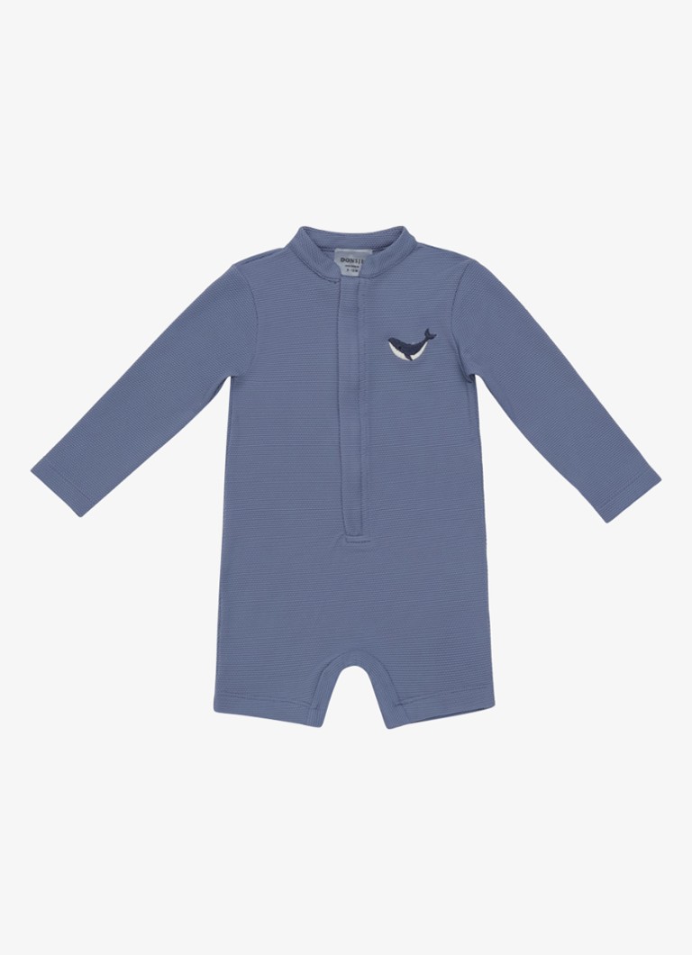 Donsje Amsterdam Jongens Monoah badpak met borduring in de kleur Donkerblauw, maat: 12-18M=80