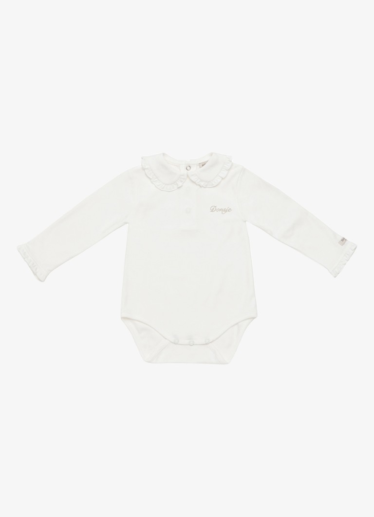 Donsje Amsterdam Meisjes Dovie romper van katoen in de kleur Gebroken wit, maat: 0-3M=56
