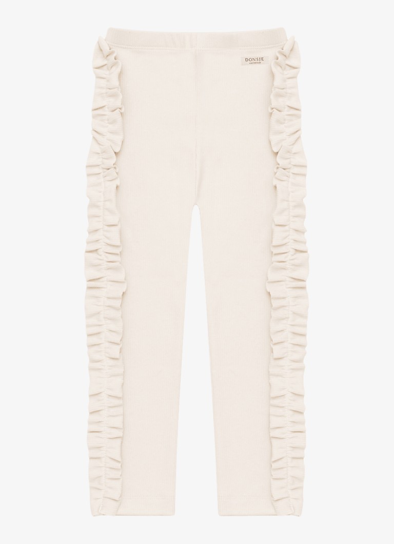 Donsje Amsterdam Dames Audun legging met ruches in de kleur Creme, maat: 2-3Y=98