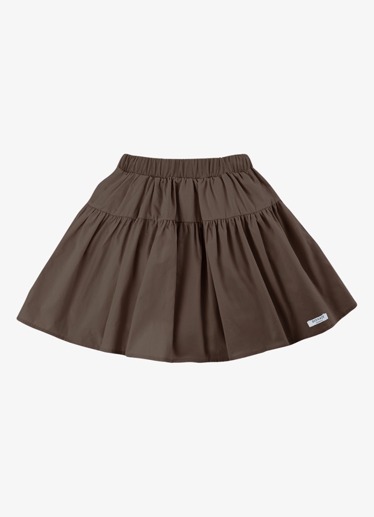 Donsje Amsterdam Meisjes Rok met plooien in de kleur Donkerbruin, maat: 1-2Y=86