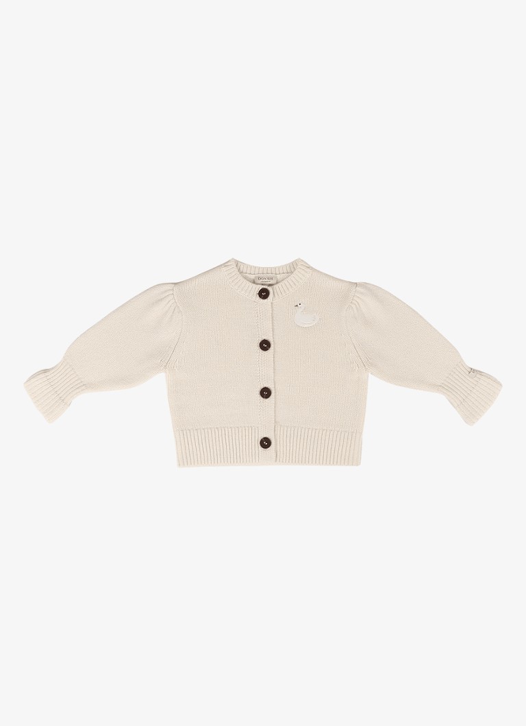 Donsje Amsterdam Meisjes Dakote fijngebreid vest in wolblend in de kleur Creme, maat: 12-18M=80