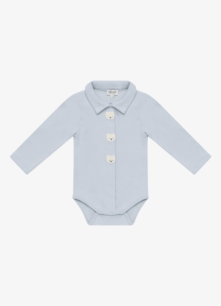 Donsje Amsterdam Meisjes Finnian Polar Bears romper van katoen in de kleur Lichtblauw, maat: 3-6M=62
