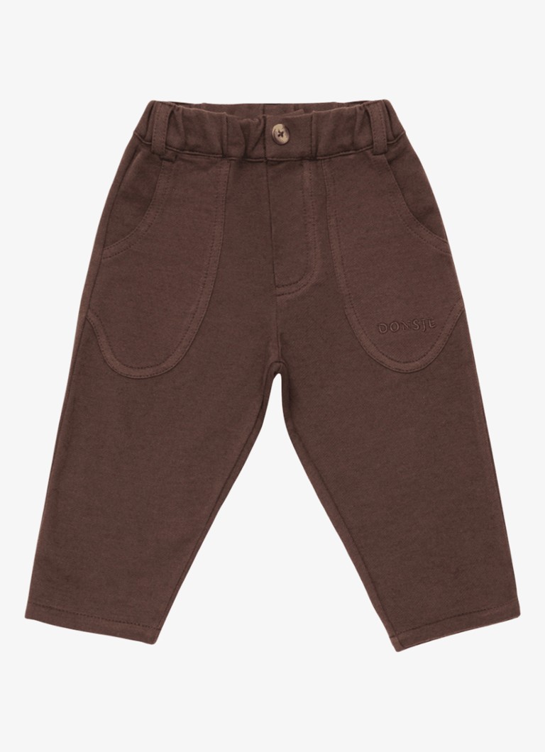 Donsje Amsterdam Meisjes Gustaaf broek met steekzakken in de kleur Donkerbruin, maat: 24-30M=92