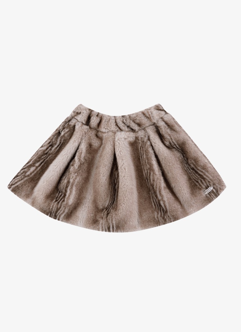 Donsje Amsterdam Meisjes Rok van imitatiebont in de kleur Beige, maat: 2-3Y=98