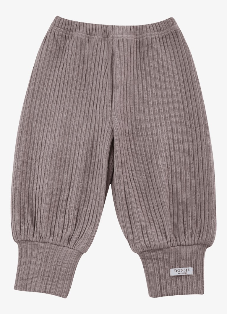 Donsje Amsterdam Meisjes Jipie broek met ribstructuur in de kleur Grijs, maat: 9-12M=74