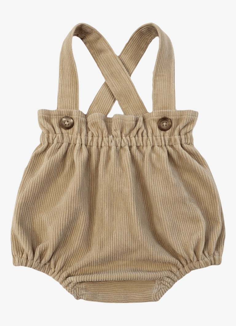 Donsje Amsterdam Meisjes Kari jumpsuit met ribstructuur in de kleur Beige, maat: 3-6M=62