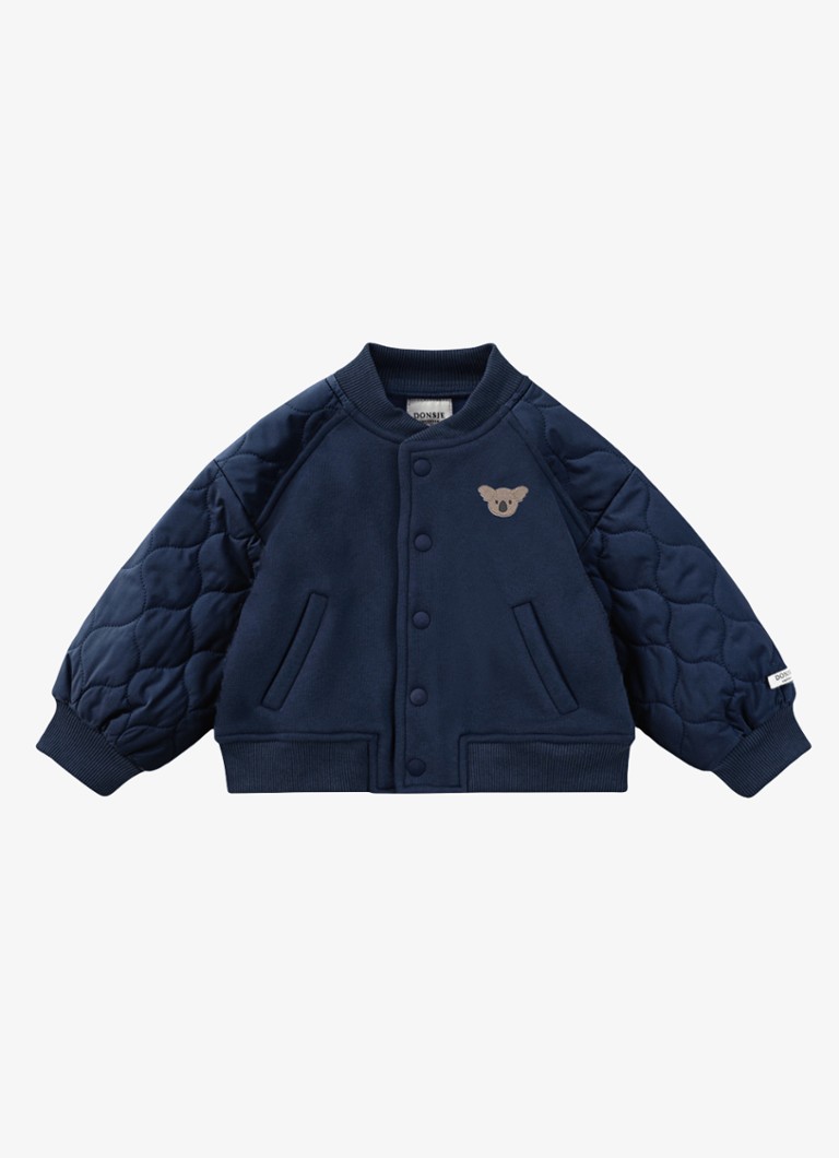 Donsje Amsterdam Jongens Noal jack met quiltpatroon in de kleur Donkerblauw, maat: 3-6M=62