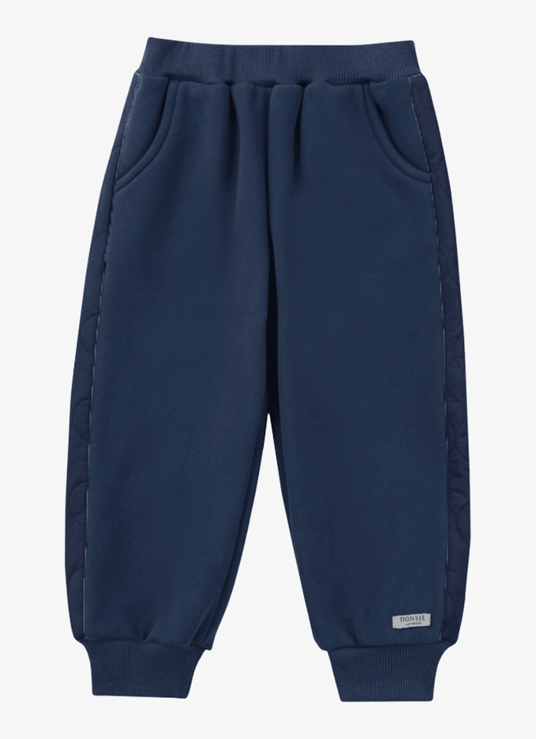 Donsje Amsterdam Jongens Noorien joggingbroek met logo in de kleur Blauw, maat: 24-30M=92