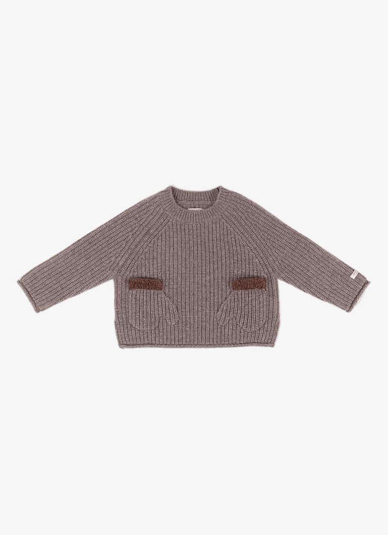 Donsje Amsterdam Meisjes Pawien grofgebreide trui van merino wol in de kleur Donkerbruin, maat: 24-30M=92