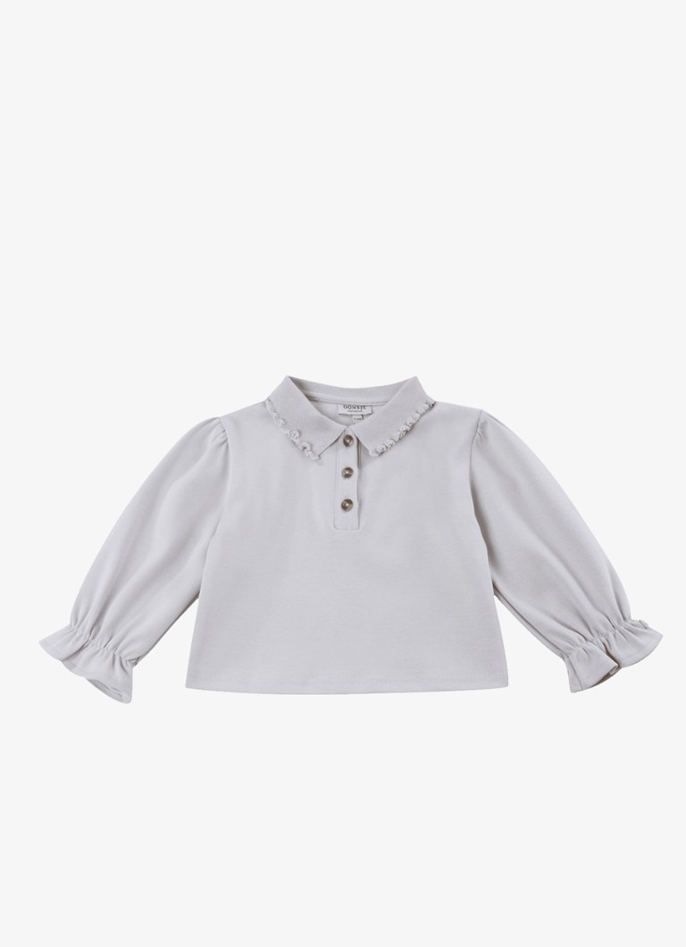 Donsje Amsterdam Meisjes Pluimpje fijngebreide trui met kraag in de kleur Creme, maat: 3-6M=62