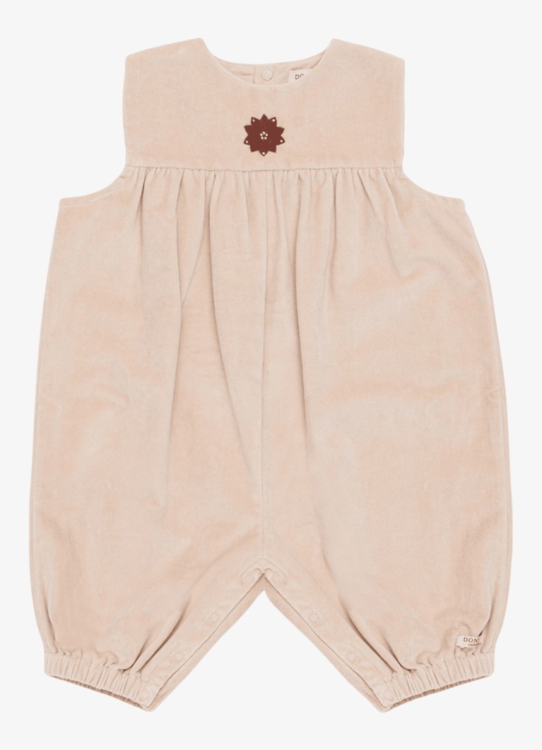 Donsje Amsterdam Meisjes Mickie jumpsuit met borduring in de kleur Roze, maat: 24-30M=92