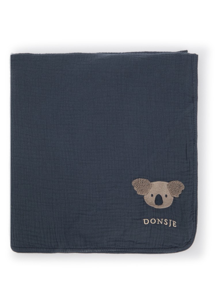 Donsje Amsterdam Meisjes Ploekie Koala XL wiegdeken 115 x 115 cm in de kleur Donkerblauw, maat: 115 CM