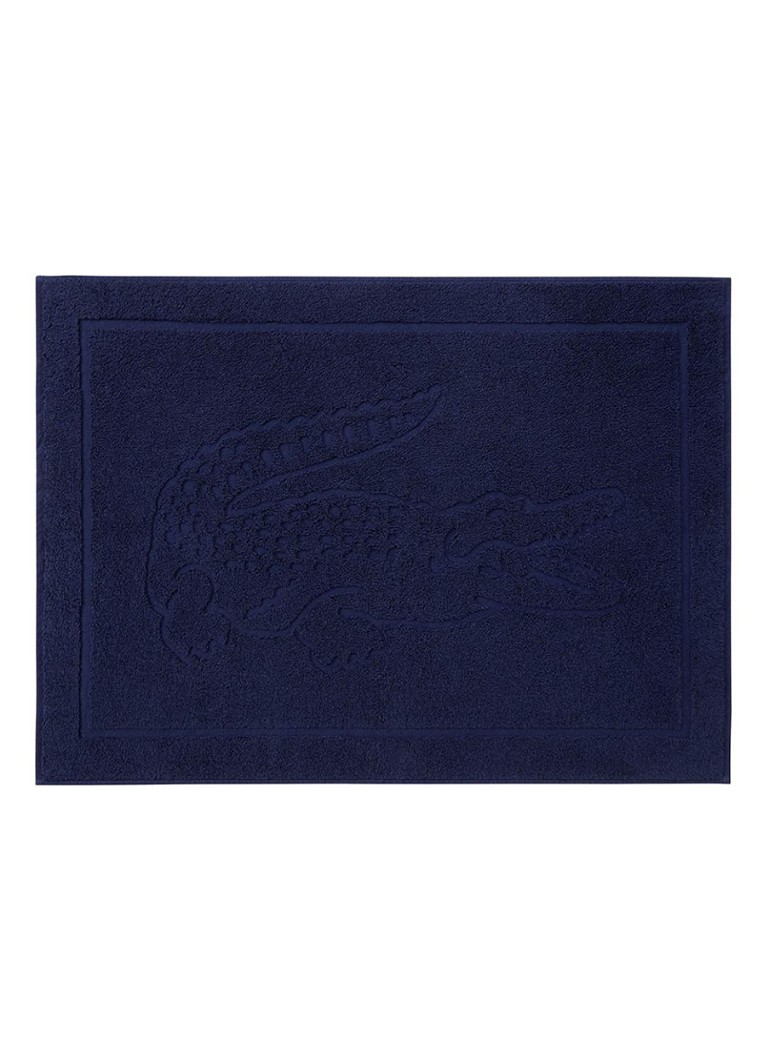 Lacoste L Lacoste badmat van katoen 800 gr/m2 - 55 x 80 cm Donkerblauw - Deal
