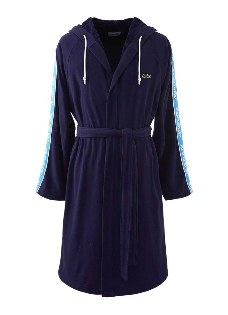 Lacoste Dames L Active badjas met logoborduring in de kleur Donkerblauw
