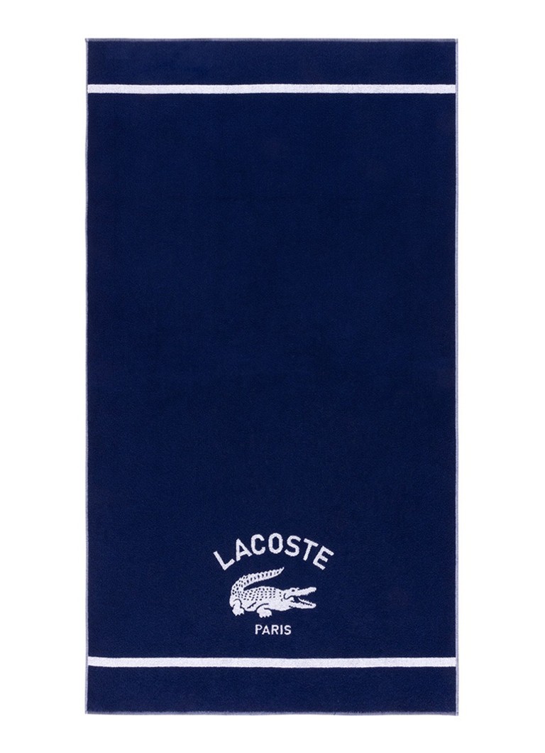 Lacoste L Origine strandlaken 90 x 160 cm Donkerblauw - Deal