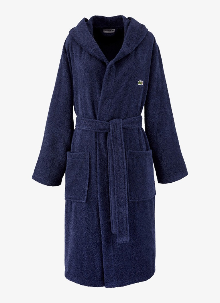 Lacoste Dames L Open badjas van katoen - unisex in de kleur Donkerblauw
