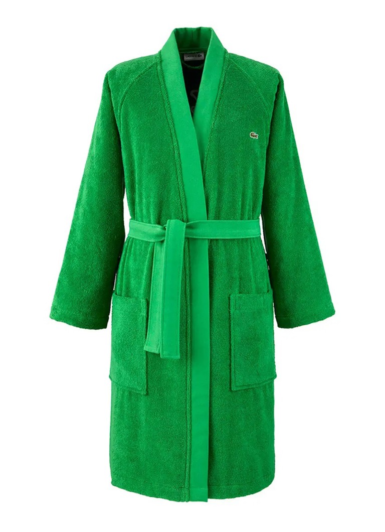 Lacoste Dames Lattitud badjas met logoborduring in de kleur Groen