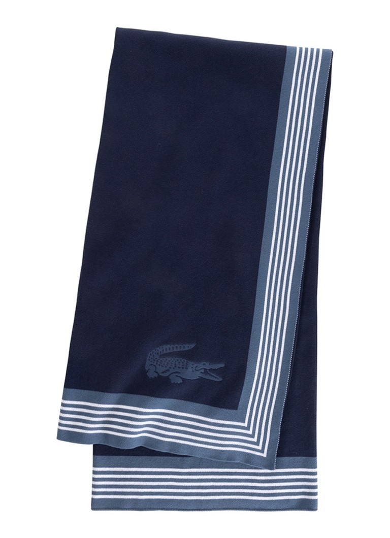 Lacoste L Frame plaid van katoen 130 x 170 cm Donkerblauw - Deal
