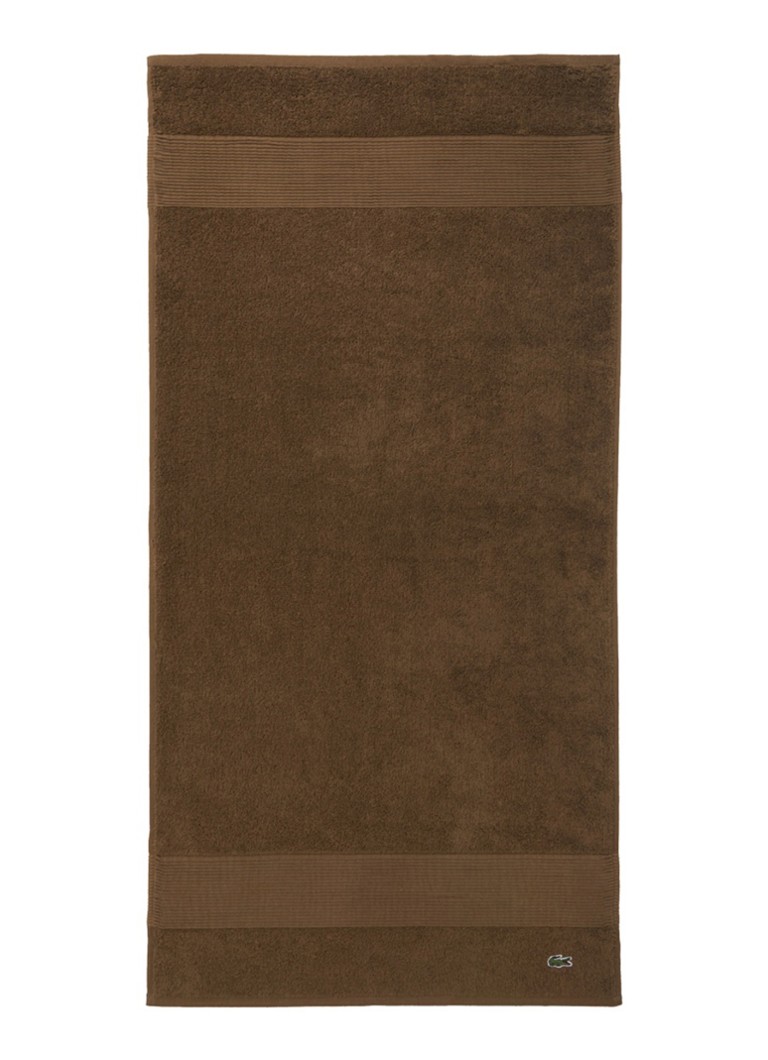 Lacoste L Lecroco badhanddoek - 600 gr/m2 - 50 x 100 cm Hazelnootbruin - Deal